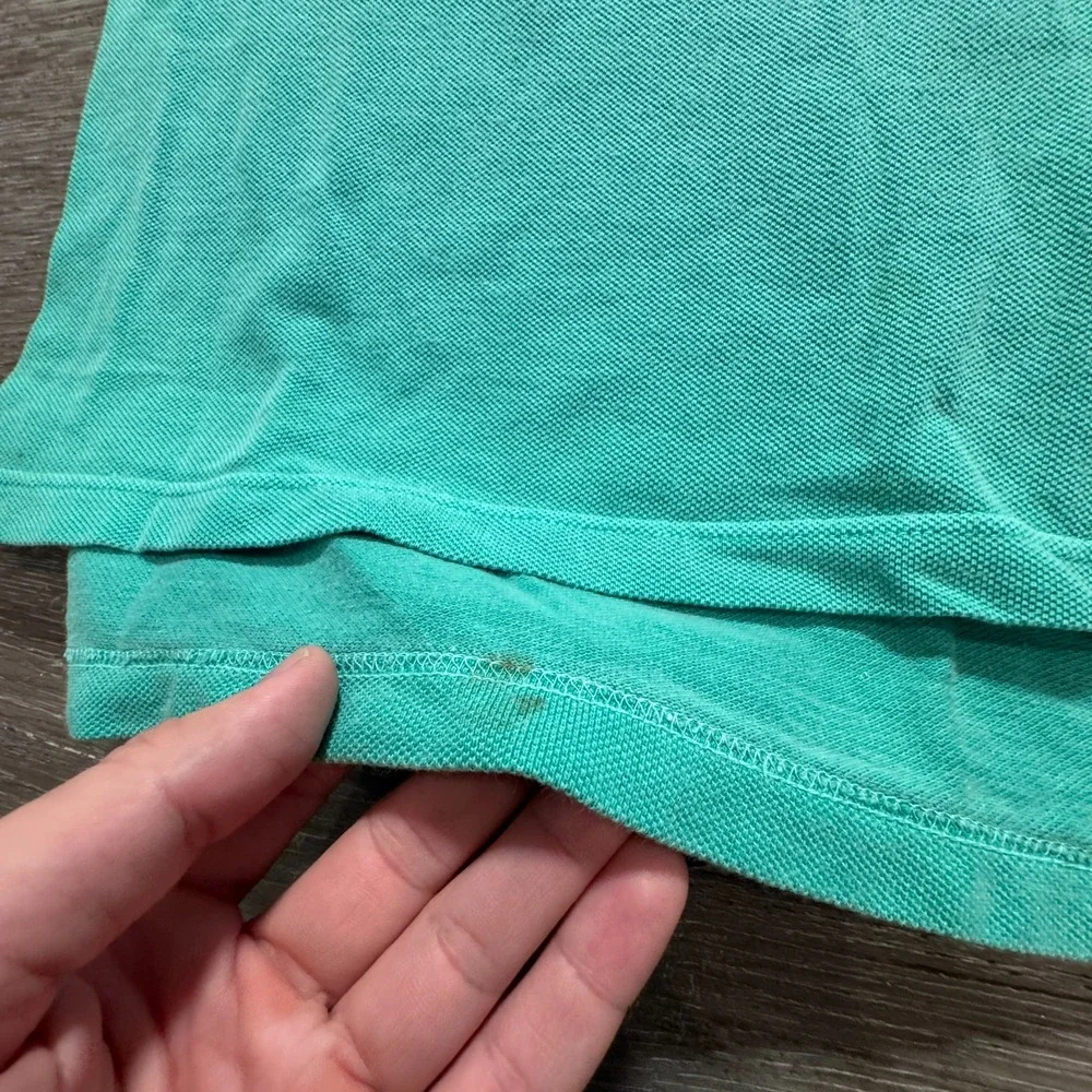 Banana Republic Polo Shirt Mens M Teal 100% Cotton Pique VTG Retro Preppy‎ 90s